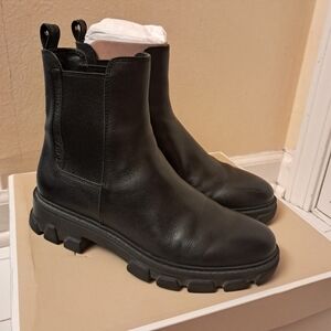 Michael Kors Boots Women's 6 Black Leather Ridley Bootie Pull On Classic Luxury